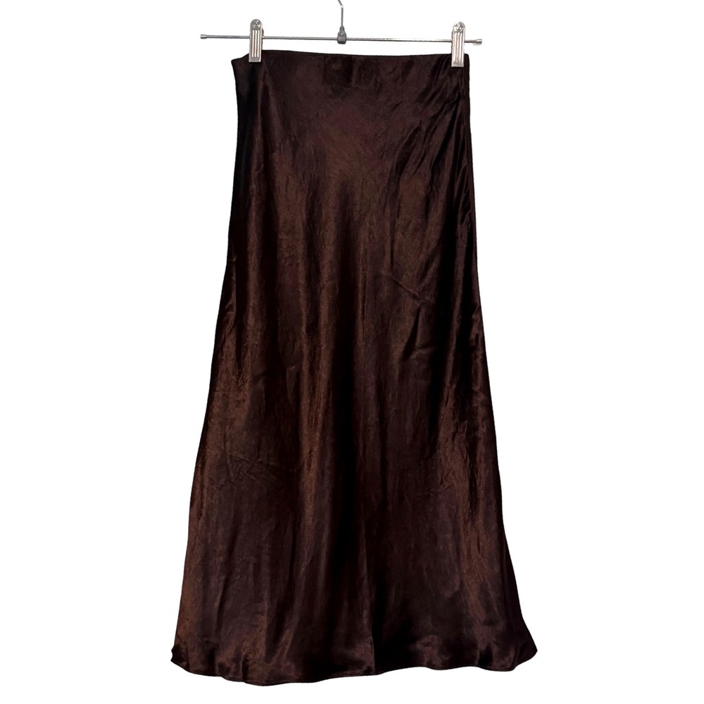 Babaton Slip Satin Midi Skirt Brown Mocha Fall Minimalist Aritzia Size 0